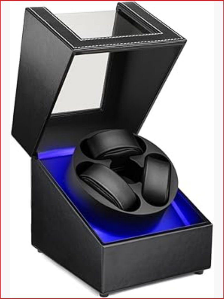 3 Watch Winder With Led Light, Japanese Quiet Motor, 4 Rotation Modes